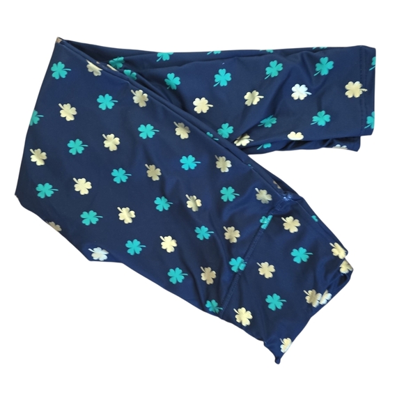 Tipsy Elves Black Leggings with Green and Tan Pattern - Picture 3 of 7